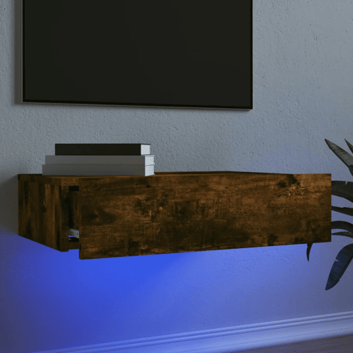Móvel de TV - Modulo de TV - Armário de TV com luzes LED 60x35x15,5 cm carvalho fumado