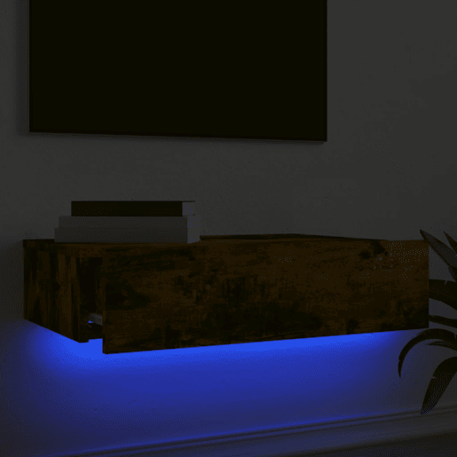 Móvel de TV - Modulo de TV - Armário de TV com luzes LED 60x35x15,5 cm carvalho fumado