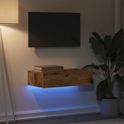 Móvel de TV - Modulo de TV - Armário de TV com luzes LED 60x35x15,5 cm madeira velha