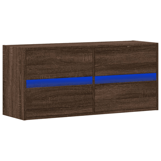 Móvel de parede p TV - Armário de TV luzes LED 100x31x45 cm carvalho castanho