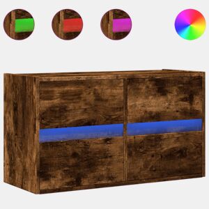 Móvel de parede p TV - Armário de TV c luzes LED 80x31x45 cm carvalho fumado