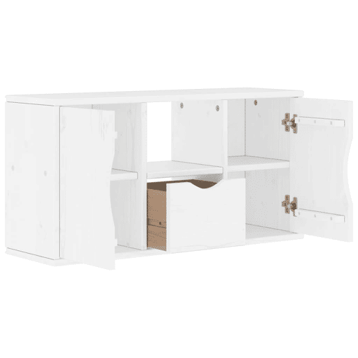 Armário para TV - Móvel TV com gaveta ODDA Madeira maciça de pinho branco