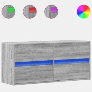 Móvel de parede p TV - Armário de TV c luzes LED 100x31x45 cm cinzento sonoma