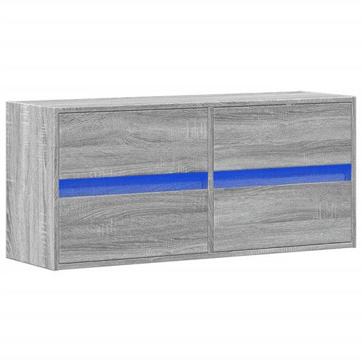 Móvel de parede p TV - Armário de TV c luzes LED 100x31x45 cm cinzento sonoma