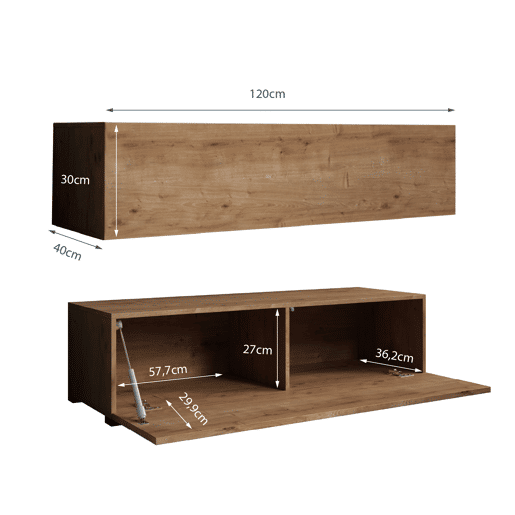 Móvel TV Sala de estar e jantar Carvalho 120x40x30 1 porta Aitana M1 Muebles Bonitos