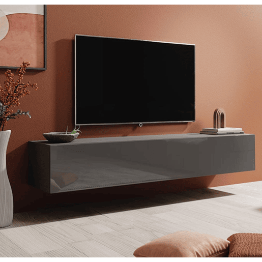 Móvel TV Suspenso Sala de estar e jantar Cinzento 180x40x30 1 porta Berit Muebles Bonitos