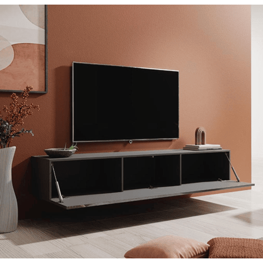 Móvel TV Suspenso Sala de estar e jantar Cinzento 180x40x30 1 porta Berit Muebles Bonitos