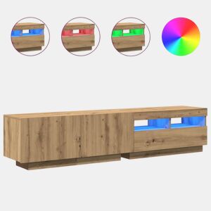 Móvel de TV - Modulo de TV - Armário de TV com luzes LED derivados madeira carvalho artisiano