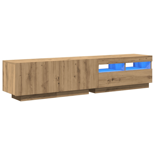 Móvel de TV - Modulo de TV - Armário de TV com luzes LED derivados madeira carvalho artisiano