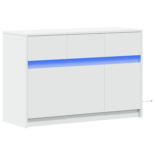 Móvel de TV - Modulo de TV - Armário de TV com luzes LED derivados de madeira branco