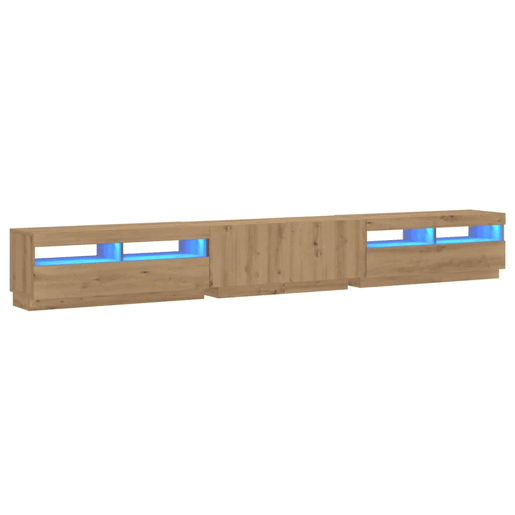 Móvel de TV - Modulo de TV - Armário de TV com luzes LED derivados madeira carvalho artisiano