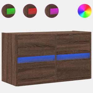Móvel de parede p TV - Armário de TV c luzes LED 80x31x45cm carvalho castanho