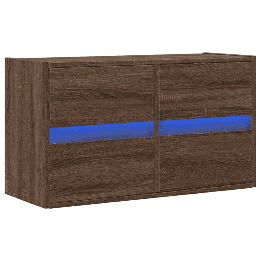 Móvel de parede p TV - Armário de TV c luzes LED 80x31x45cm carvalho castanho
