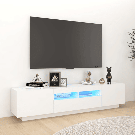 Móvel de TV - Modulo de TV - Armário de TV com luzes LED 180x35x40 cm branco