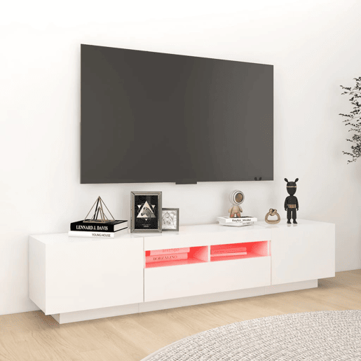 Móvel de TV - Modulo de TV - Armário de TV com luzes LED 180x35x40 cm branco