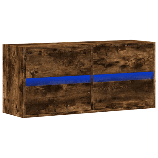 Móvel de parede p TV - Armário de TV c luzes LED 100x31x45 cm carvalho fumado