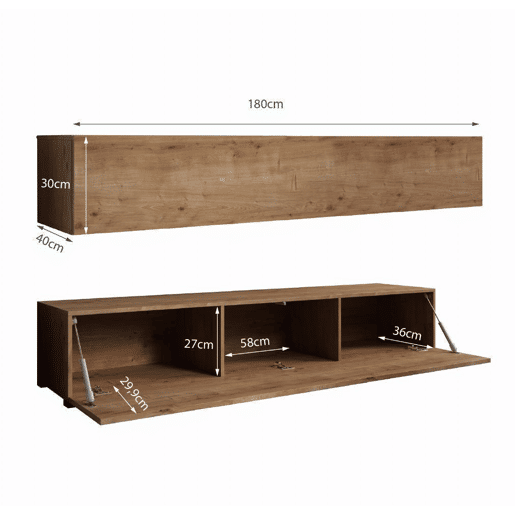 Móvel TV Sala de estar e jantar Carvalho 180x40x30 1 porta Aitana M2 Muebles Bonitos Móvel TV Sala de estar e jantar Carvalho 180x40x30 1 porta Aitana M2 Muebles Bonitos