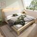 Cama de matrimonio de madera maciza 145x215 Cama de matrimonio de madera maciza 145x215 Beige