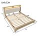 Cama de matrimonio de madera maciza 145x215 Cama de matrimonio de madera maciza 145x215 Beige