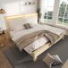 Cama de matrimonio de madera maciza 145x215 Cama de matrimonio de madera maciza 145x215 Beige
