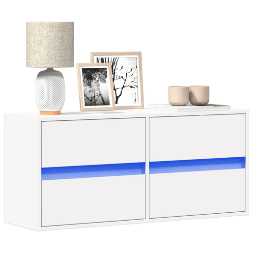 Móvel de parede para TV - Armário de TV com luzes LED 100x31x45 cm branco