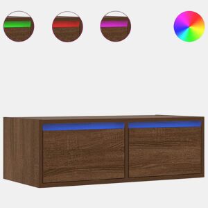 Móvel de TV - Modulo de TV - Armário de TV com luzes LED 75x35,5x25 cm cor carvalho castanho