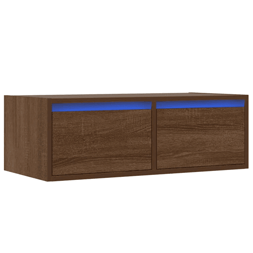 Móvel de TV - Modulo de TV - Armário de TV com luzes LED 75x35,5x25 cm cor carvalho castanho