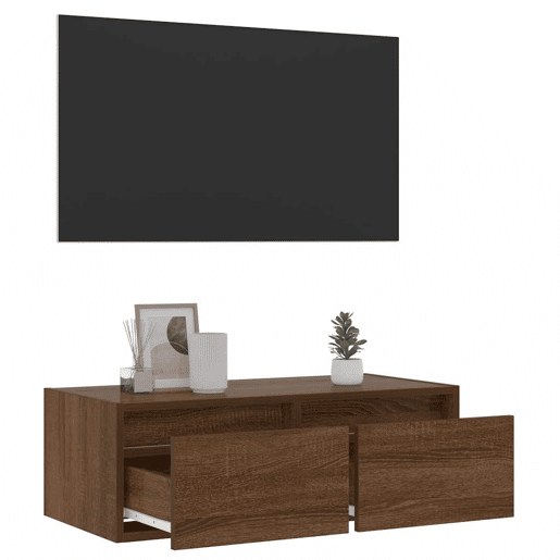 Móvel de TV - Modulo de TV - Armário de TV com luzes LED 75x35,5x25 cm cor carvalho castanho