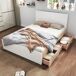 Cama de matrimonio de madera maciza con 2 cajones 185x207 Cama de matrimonio de madera maciza con 2 cajones 185x207 Blanco/ Madera