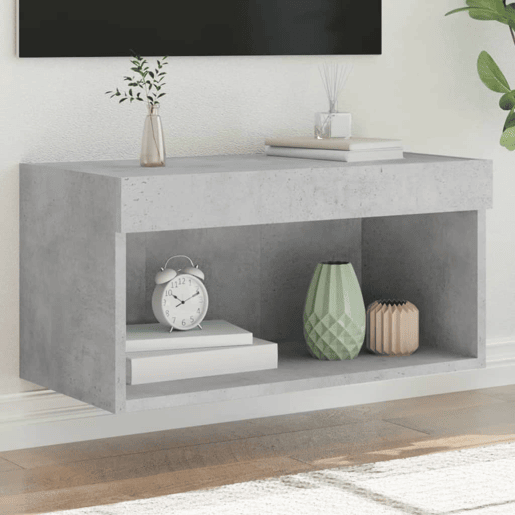 Móvel de TV - Modulo de TV - Armário de TV com luzes LED 60x30x30 cm cinzento cimento