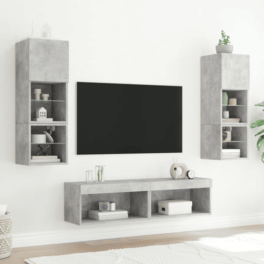 Móvel de TV - Modulo de TV - Armário de TV com luzes LED 60x30x30 cm cinzento cimento