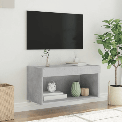 Móvel de TV - Modulo de TV - Armário de TV com luzes LED 60x30x30 cm cinzento cimento