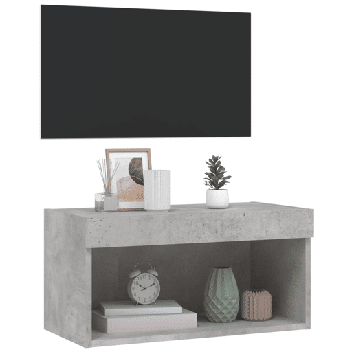 Móvel de TV - Modulo de TV - Armário de TV com luzes LED 60x30x30 cm cinzento cimento
