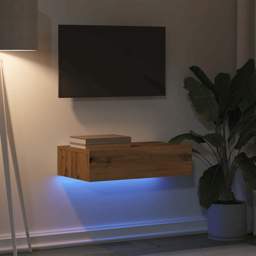 Móvel de TV - Modulo de TV - Armário de TV com luzes LED 60x35x15,5 cm carvalho artisiano