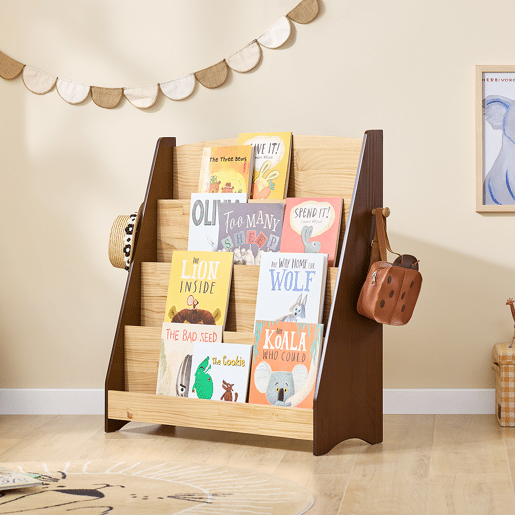 SoBuy Biblioteca Infantil Armazenamento de Brinquedos e Livros 4 Níveis 91x30x89cm Natural KMB32-N