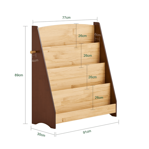 SoBuy Biblioteca Infantil Armazenamento de Brinquedos e Livros 4 Níveis 91x30x89cm Natural KMB32-N