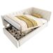 Cama individual de terciopelo con almacenaje 100x196 Cama individual de terciopelo con almacenaje 100x196 Beige