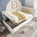 Cama individual de terciopelo con almacenaje 100x196 Cama individual de terciopelo con almacenaje 100x196 Beige