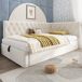 Cama individual de terciopelo con almacenaje 100x196 Cama individual de terciopelo con almacenaje 100x196 Beige