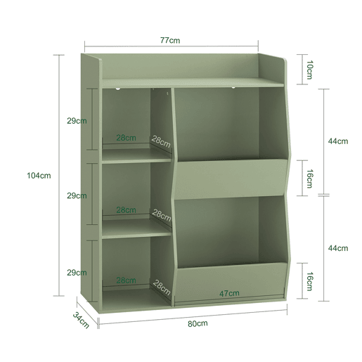 SoBuy Estante Infantil para Brinquedos 5 Compartimentos Verde 80x34x104cm KMB55-K-GR