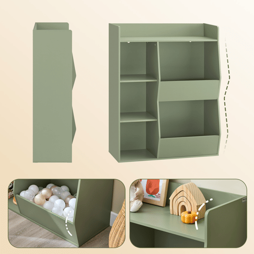 SoBuy Estante Infantil para Brinquedos 5 Compartimentos Verde 80x34x104cm KMB55-K-GR
