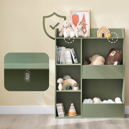 SoBuy Estante Infantil para Brinquedos 5 Compartimentos Verde 80x34x104cm KMB55-K-GR