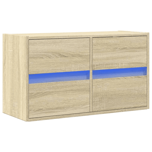 Móvel de parede p TV - Armário de TV c luzes LED 80x31x45 cm carvalho sonoma