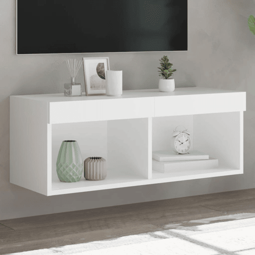 Móvel de TV - Modulo de TV - Armário de TV com luzes LED 80x30x30 cm branco