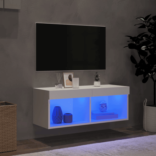 Móvel de TV - Modulo de TV - Armário de TV com luzes LED 80x30x30 cm branco