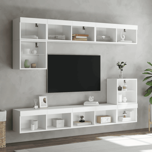 Móvel de TV - Modulo de TV - Armário de TV com luzes LED 80x30x30 cm branco