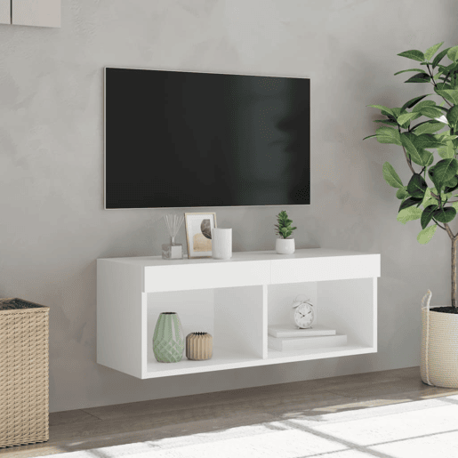 Móvel de TV - Modulo de TV - Armário de TV com luzes LED 80x30x30 cm branco