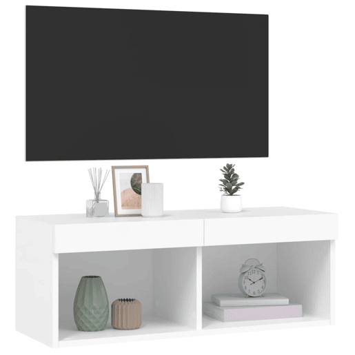 Móvel de TV - Modulo de TV - Armário de TV com luzes LED 80x30x30 cm branco