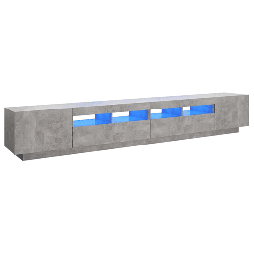 Móvel de TV - Modulo de TV - Armário de TV com luzes LED 260x35x40 cm cinzento cimento