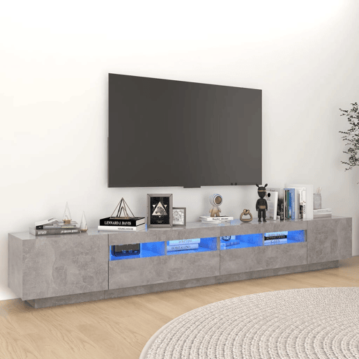 Móvel de TV - Modulo de TV - Armário de TV com luzes LED 260x35x40 cm cinzento cimento